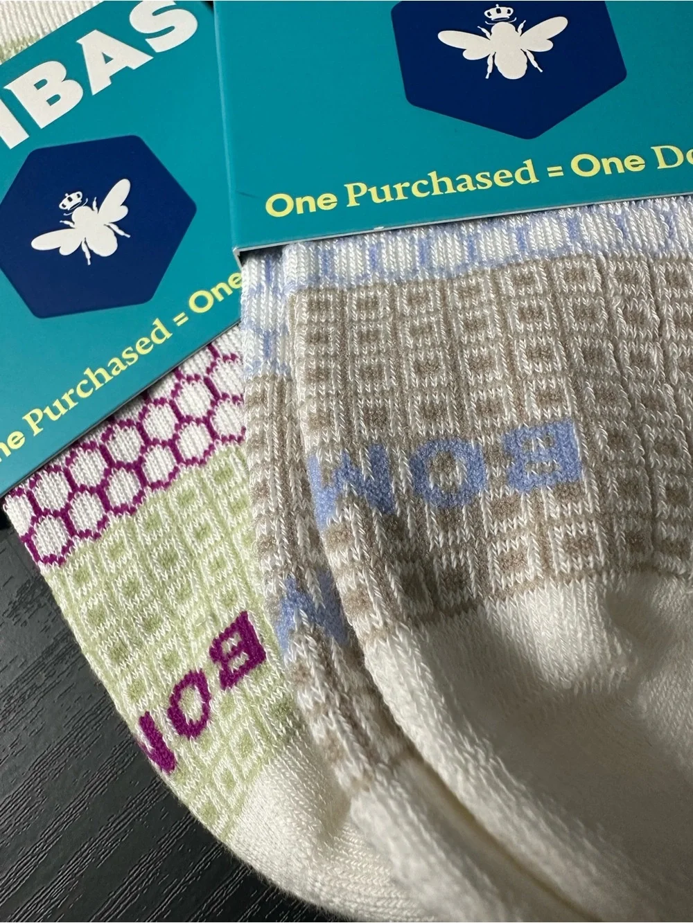 Bombas Women’s  Low-Cut Athletic Socks — White with Green & Purple Accents